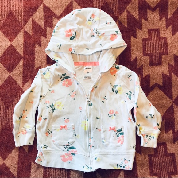(3) Carter’s Hooded Zipper Sweatshirts Floral Neon - Picture 2 of 4